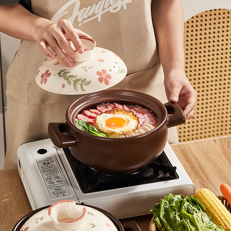 Clay pot stew pot for home use, gas stove compatible, high-temperature resistant ceramic soup pot, specially designed for gas stove open flame use
