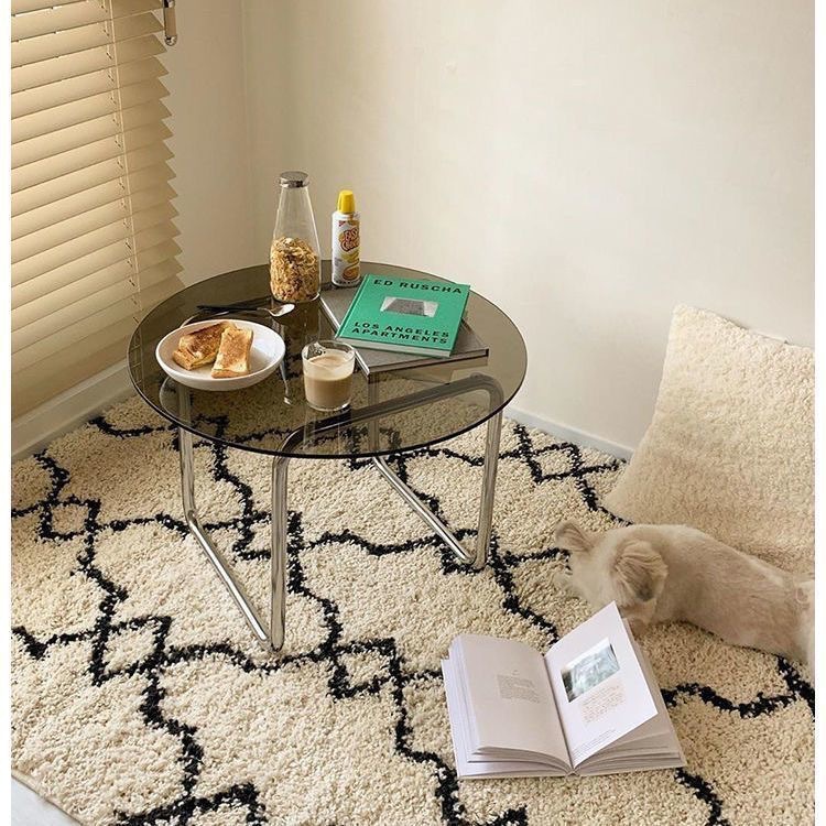 Small round tempered glass coffee table