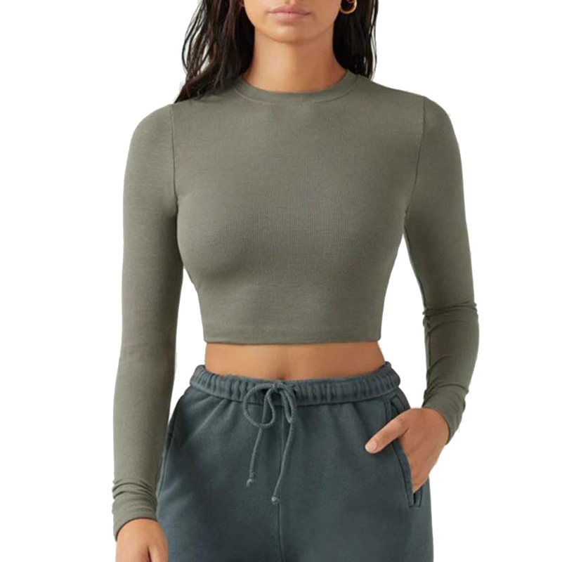 Long-sleeved sports top for fitness, running and yoga