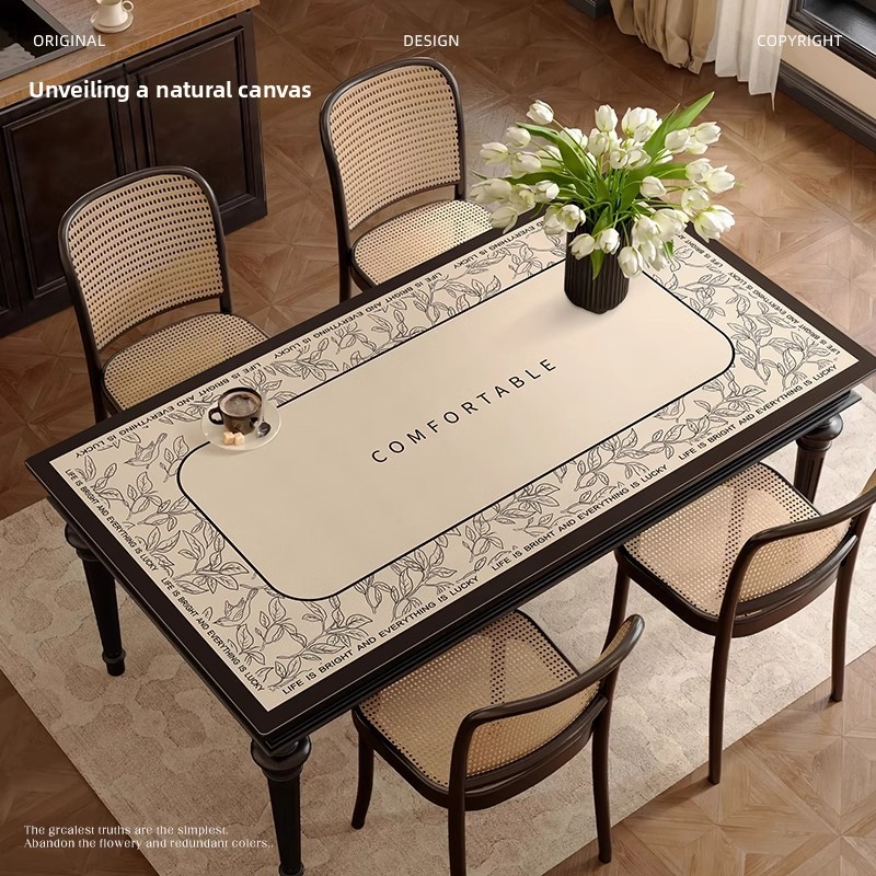 Dining table mat and tablecloth: waterproof, oil-proof, heat-resistant, wash-free, coffee table surface protector