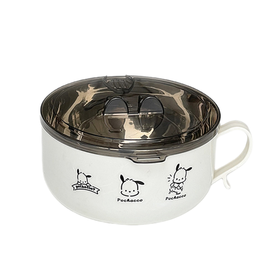 Stainless steel instant noodle bowl with lid, large capacity and drainable