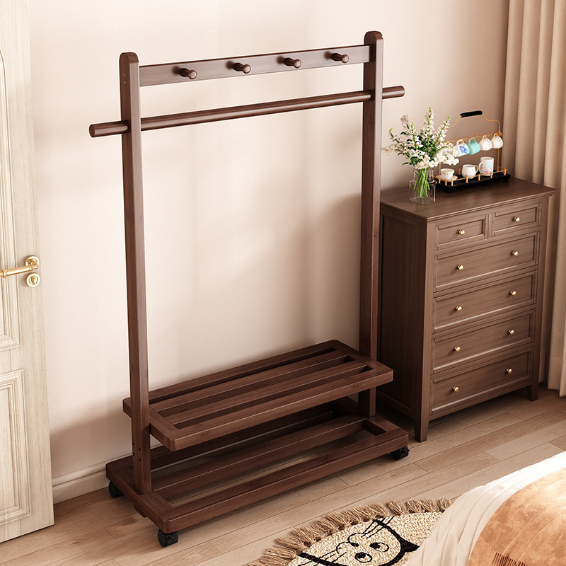 Movable floor-standing clothes rack
