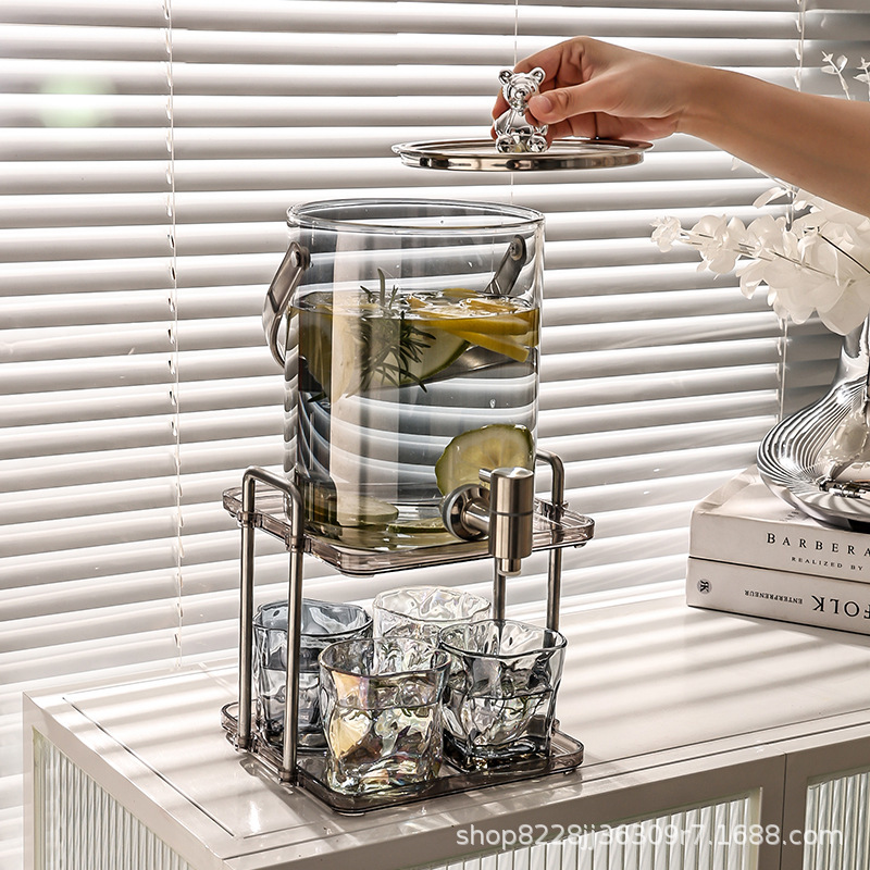 Glass cold water jug with faucet bucket set