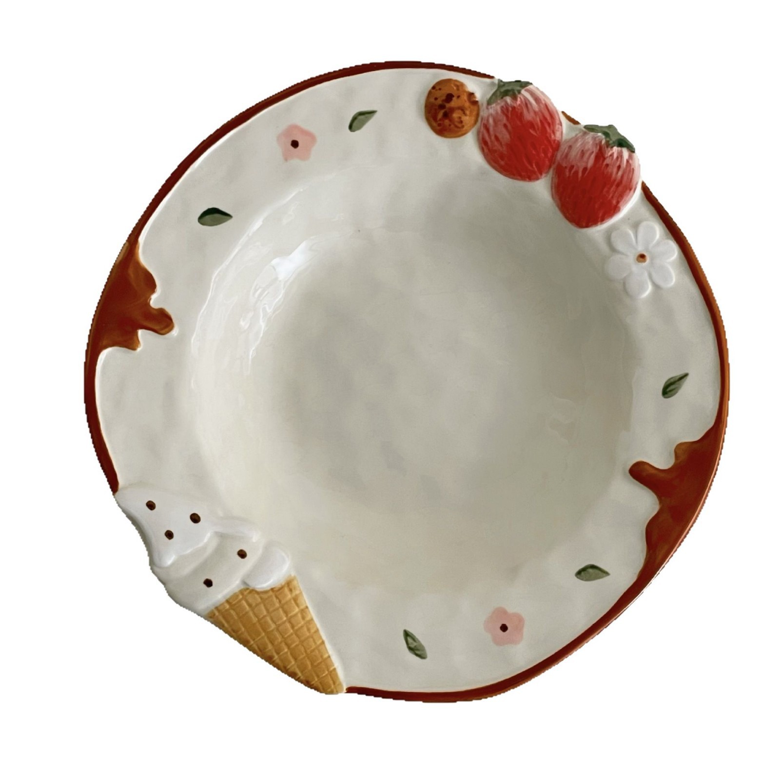 Haipai Strawberry Ceramic Salad Plate, Deep Soup Plate, Breakfast Plate, Dessert Plate