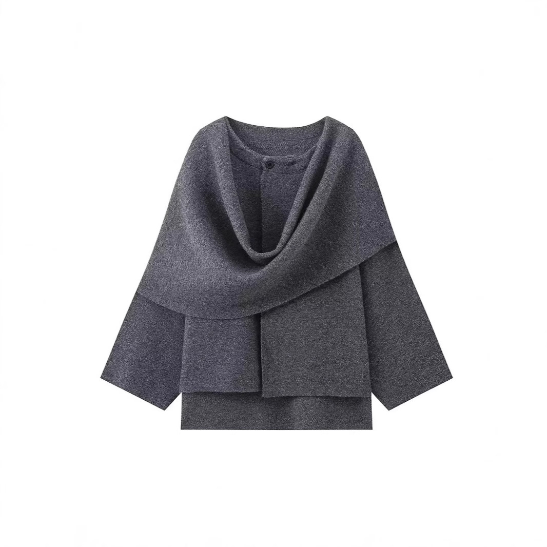 Scarf-style knitted short coat