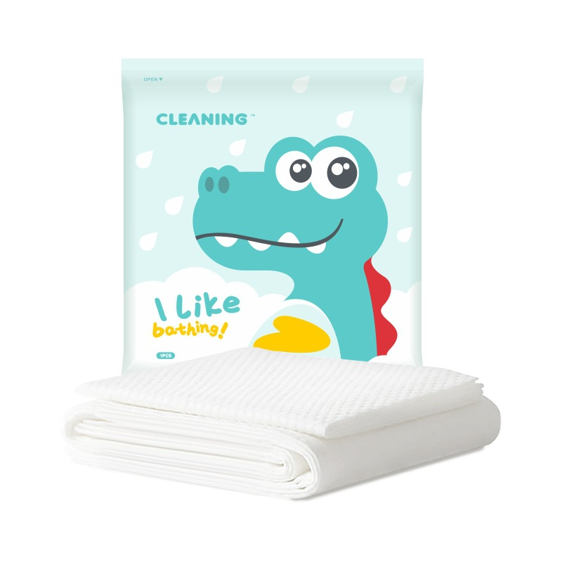 Individually wrapped cartoon disposable bath towels