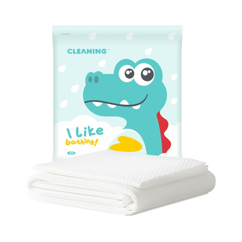 Individually wrapped cartoon disposable bath towels