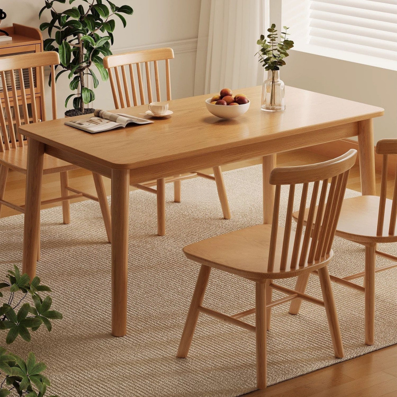 Modern solid wood rectangular dining table and chairs