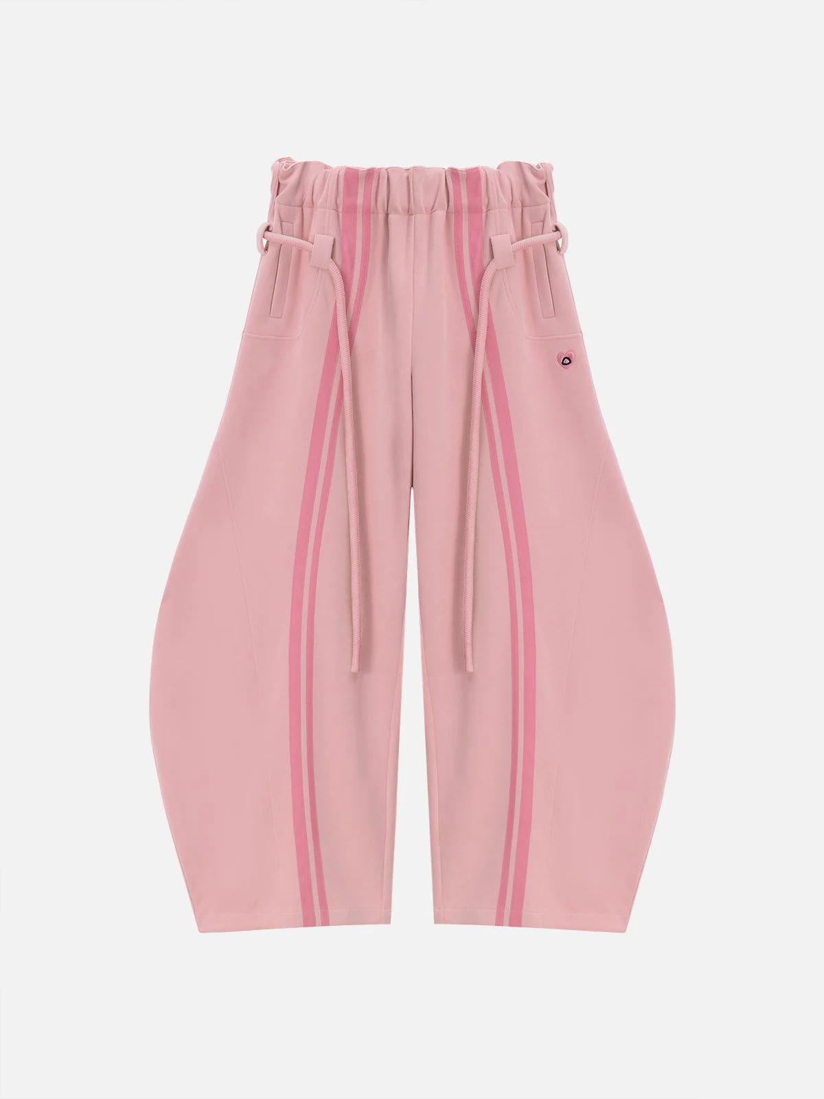 Solid color belt casual wide-leg pants