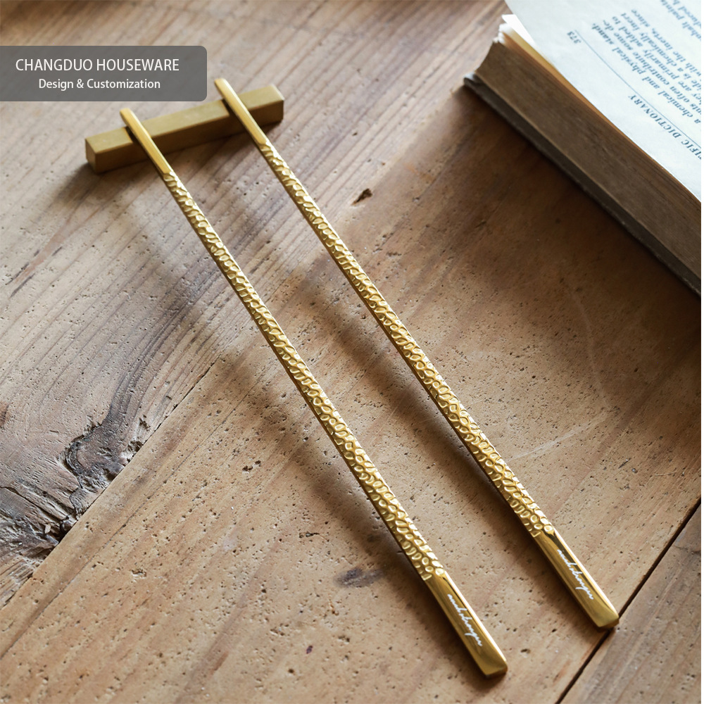 Solid hammered pattern custom chopsticks