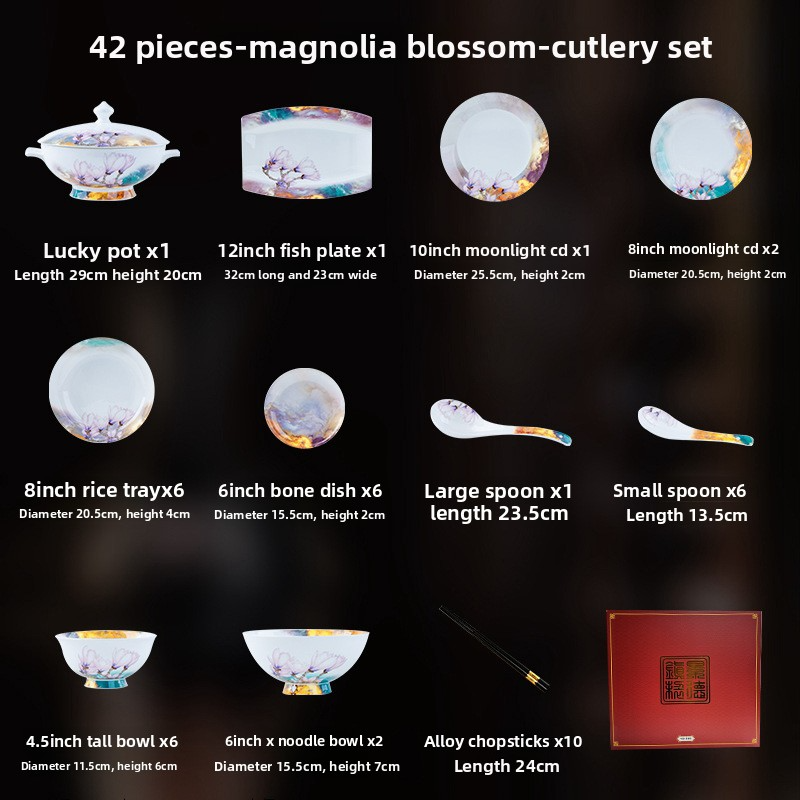 Jingdezhen Ceramic Tableware Bowl and Plate Set