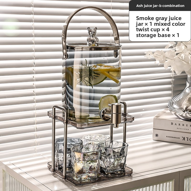 Glass cold water jug with faucet bucket set