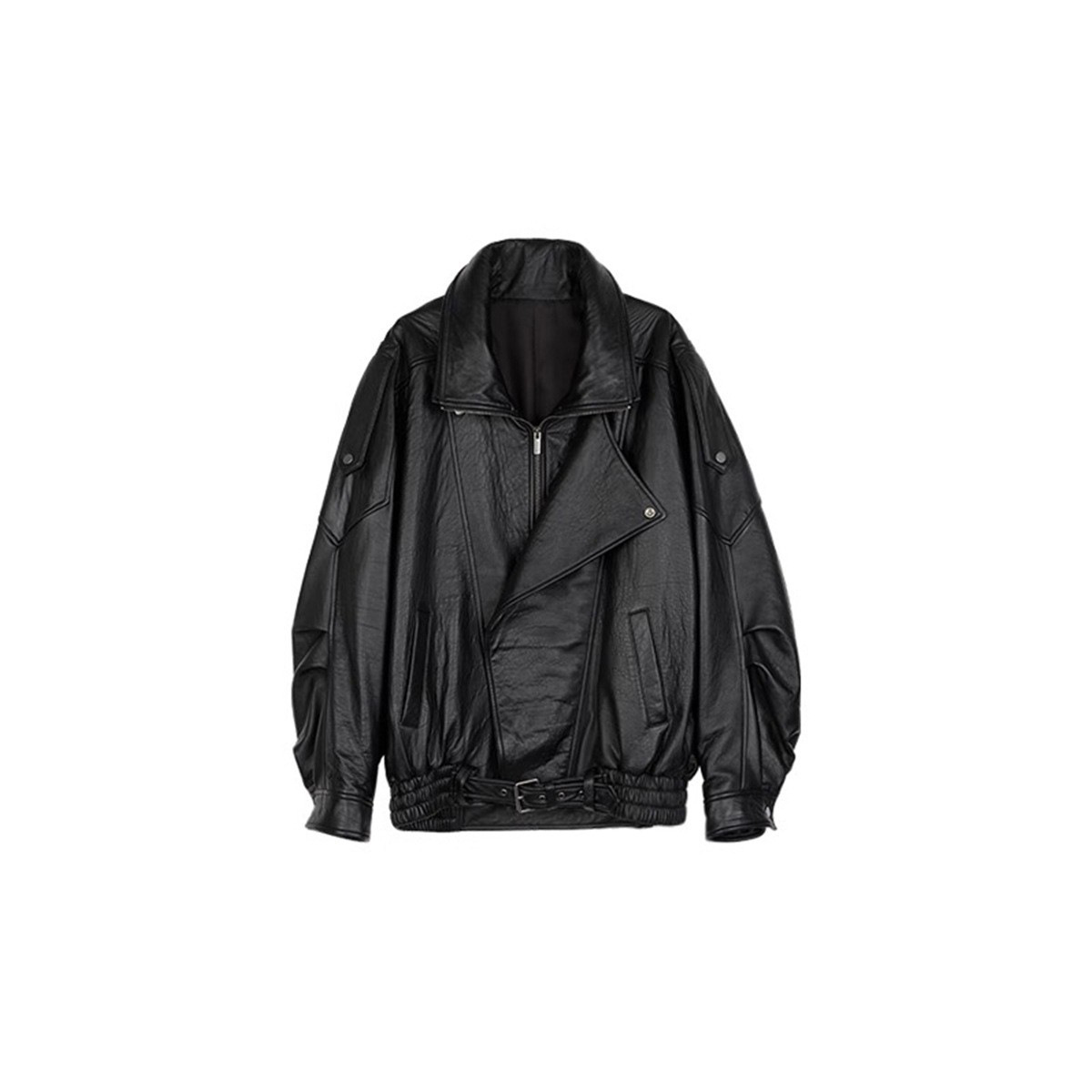 Modern double-layer collar leather jacket