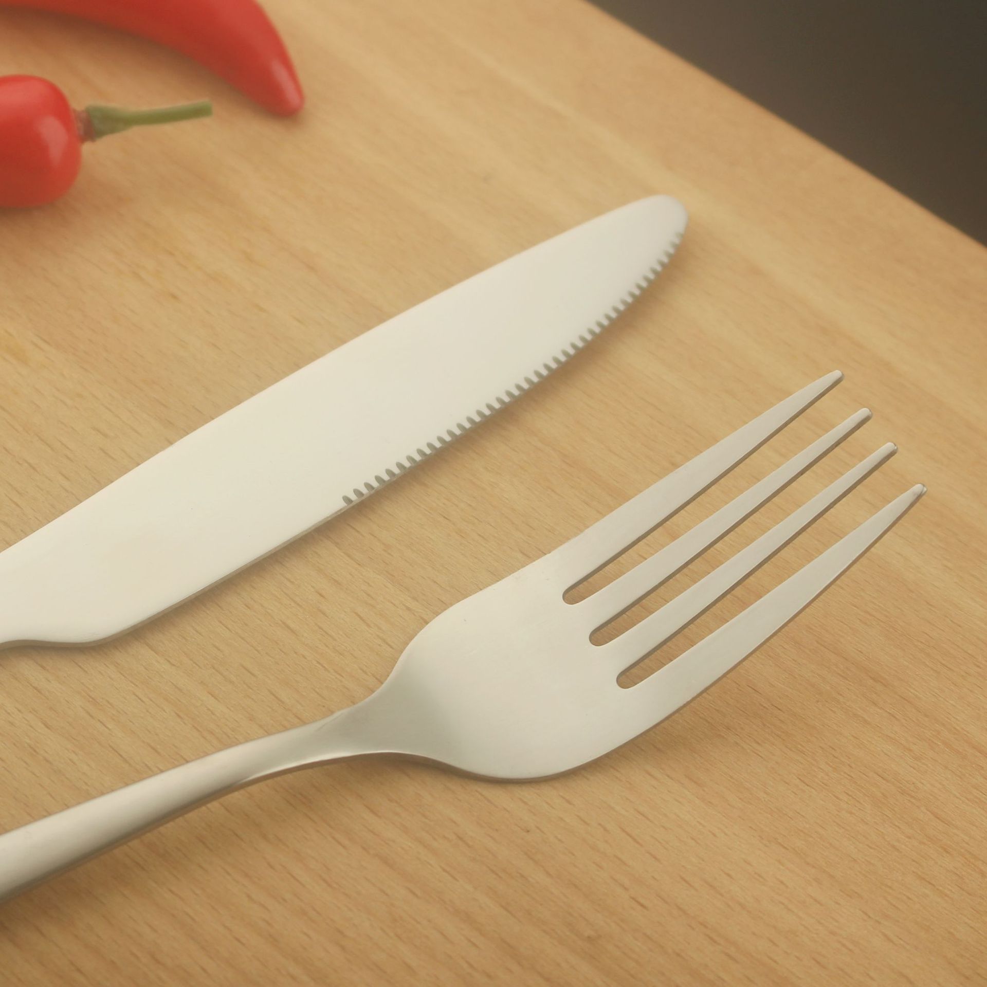 Stainless steel tableware knife and fork set