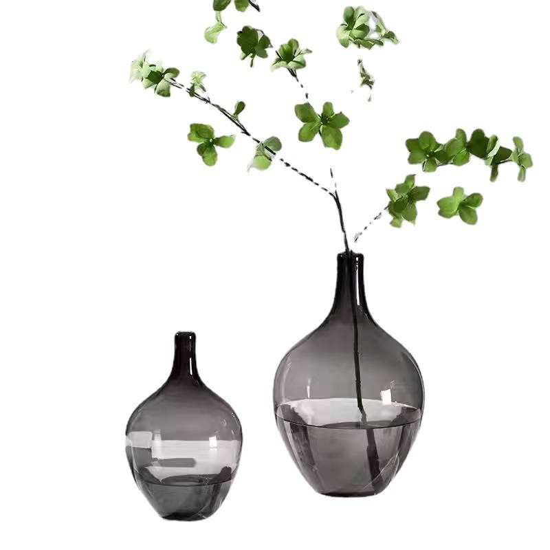 Large-bellied transparent glass vase