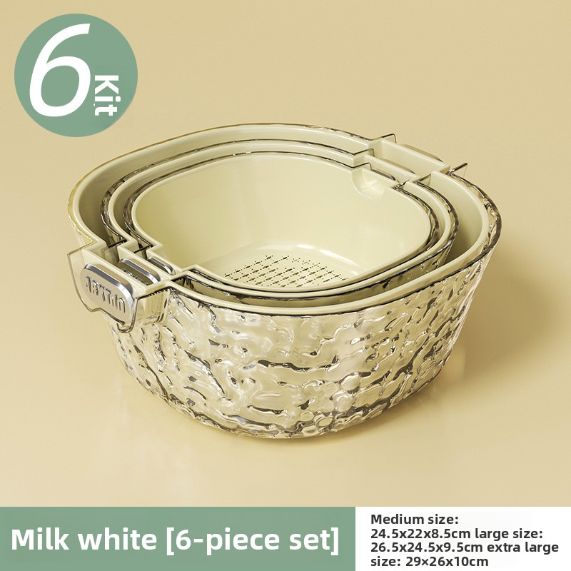 Double-layer draining basket for washing fruits and vegetables in the kitchen