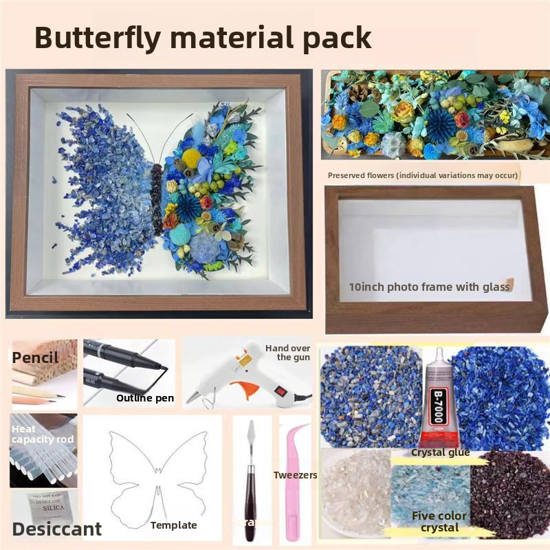 Creative Rose Plant Material Kit, Crystal Preserved Flower Butterfly Set DIY Materials