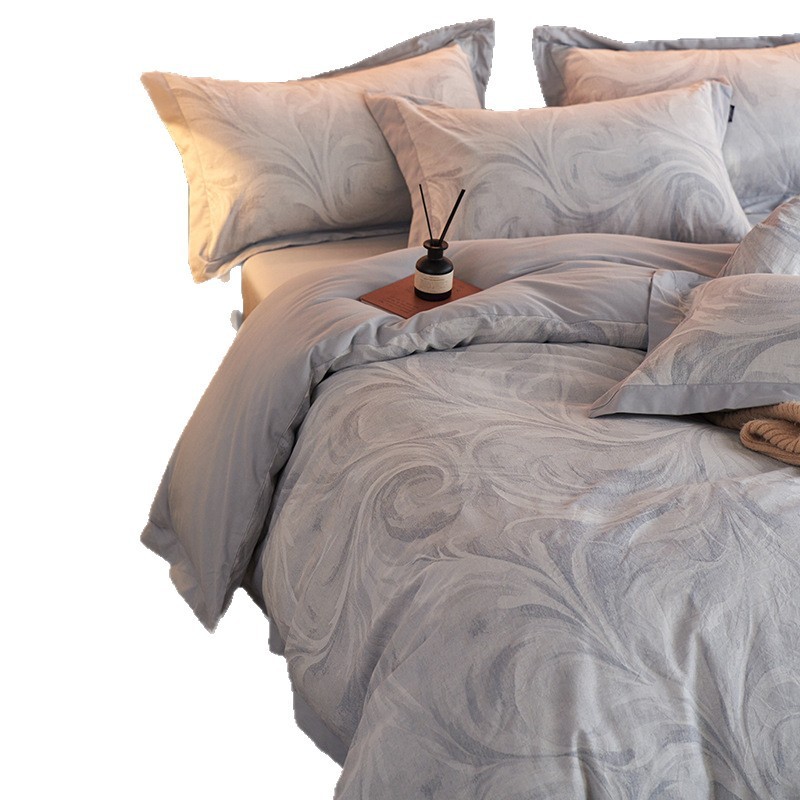 Flax jacquard satin brushed bedding four-piece set