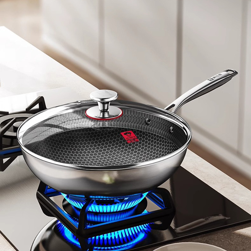 316 stainless steel household non-stick pan with honeycomb wok