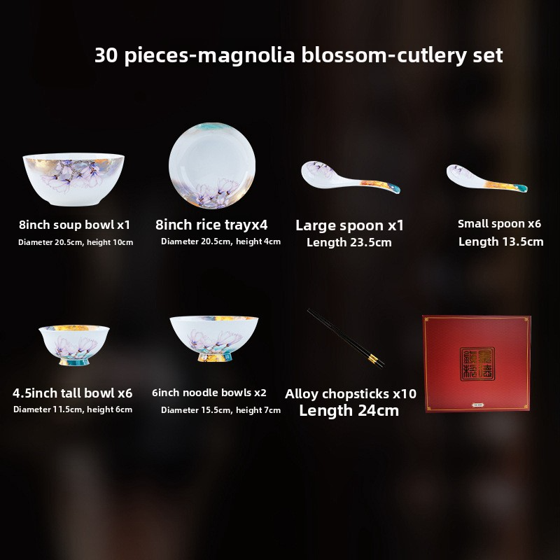 Jingdezhen Ceramic Tableware Bowl and Plate Set