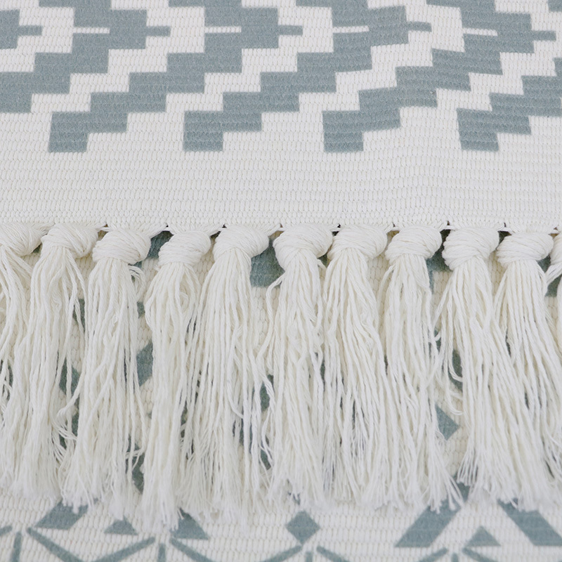 Ethnic style hand-woven cotton and linen tassel carpet