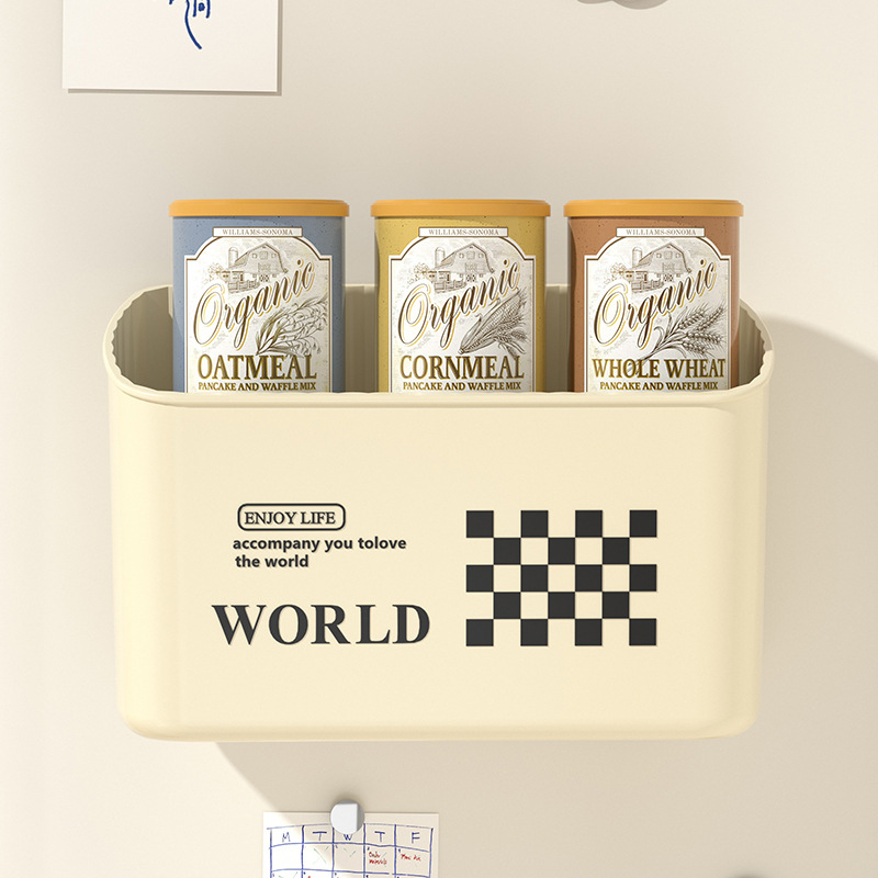 Refrigerator shelf wall-mounted drill-free kitchen supplies storage box