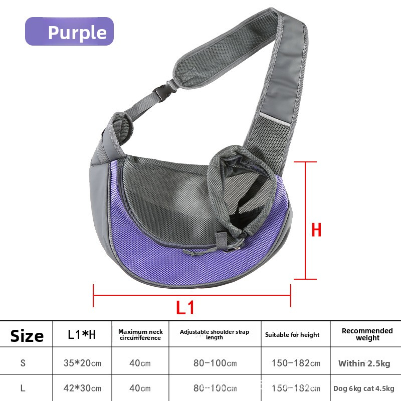Crossbody pet bag for outdoor use, portable with breathable mesh