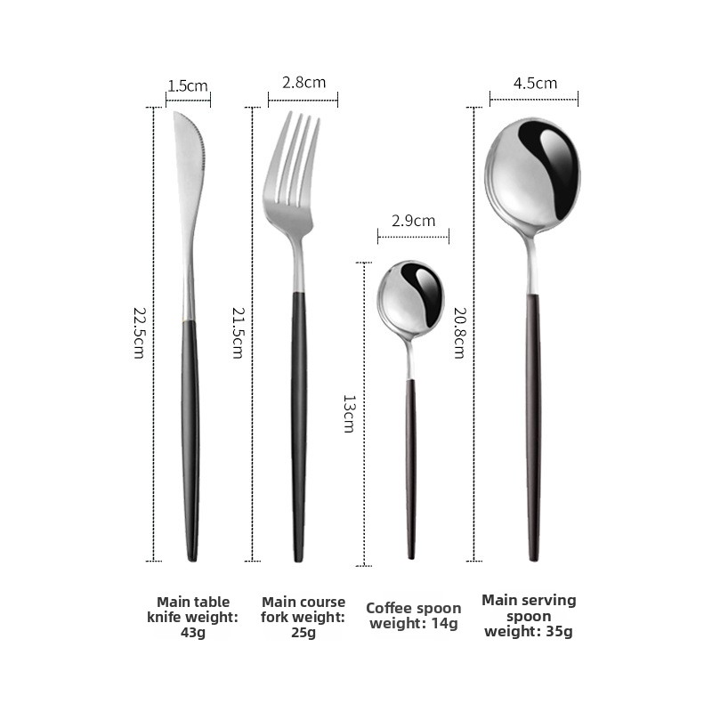 Stainless steel tableware knife, fork and spoon Portuguese set tableware