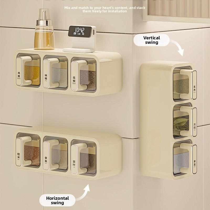 High-end household wall-mounted condiment storage set, which can store seasonings such as salt and monosodium glutamate