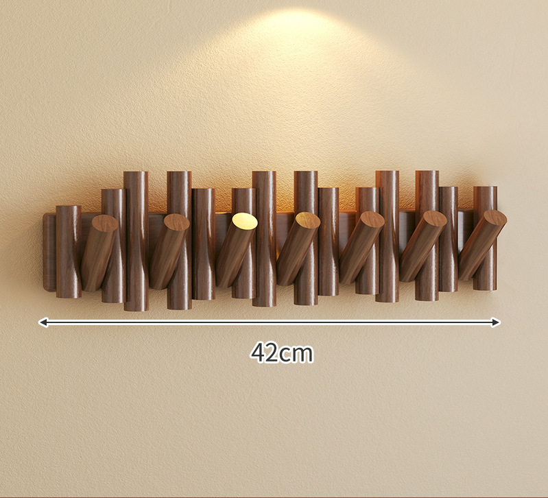 Solid wood piano key coat rack without drilling holes