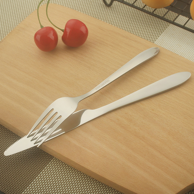 Stainless steel tableware knife and fork set