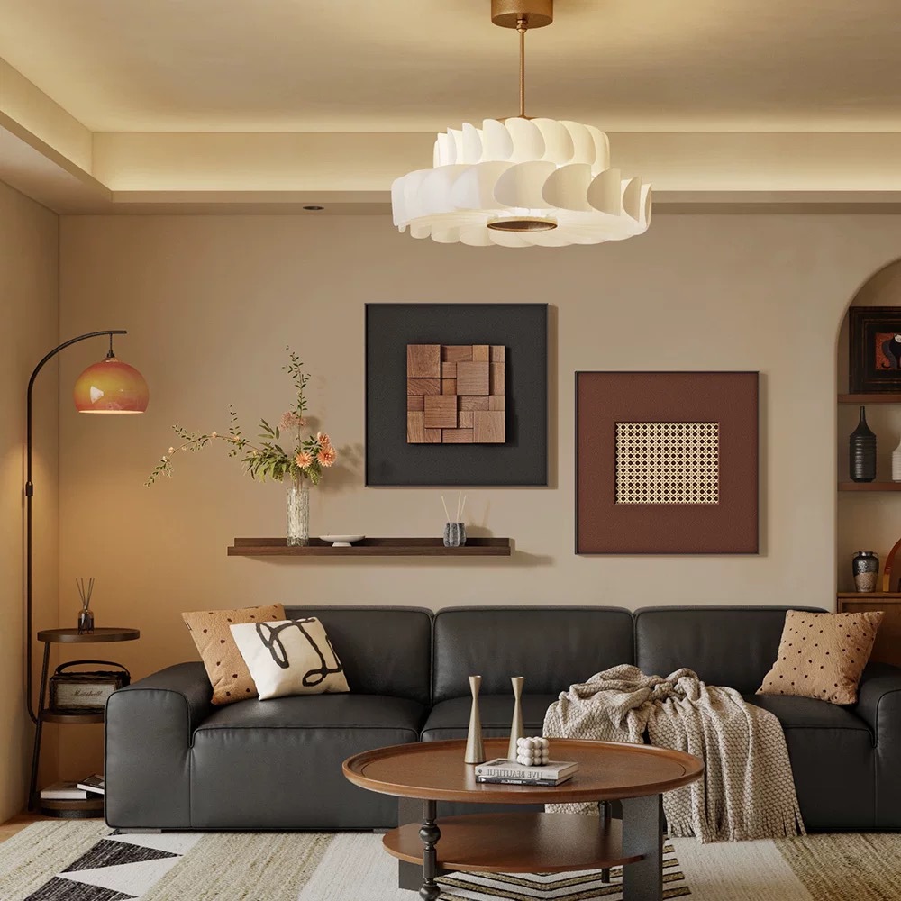 Three-dimensional walnut retro style living room decorative painting