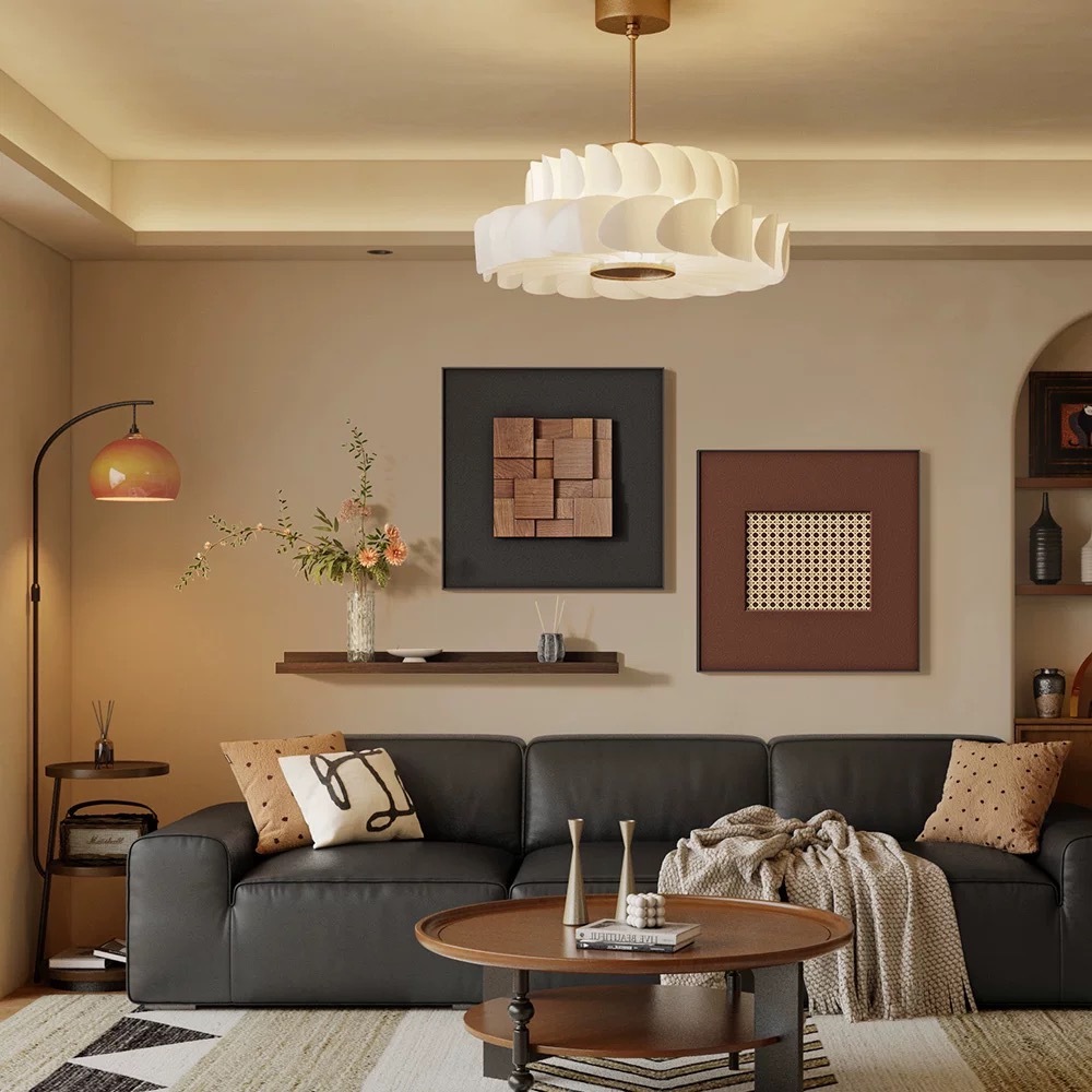 Three-dimensional walnut retro style living room decorative painting