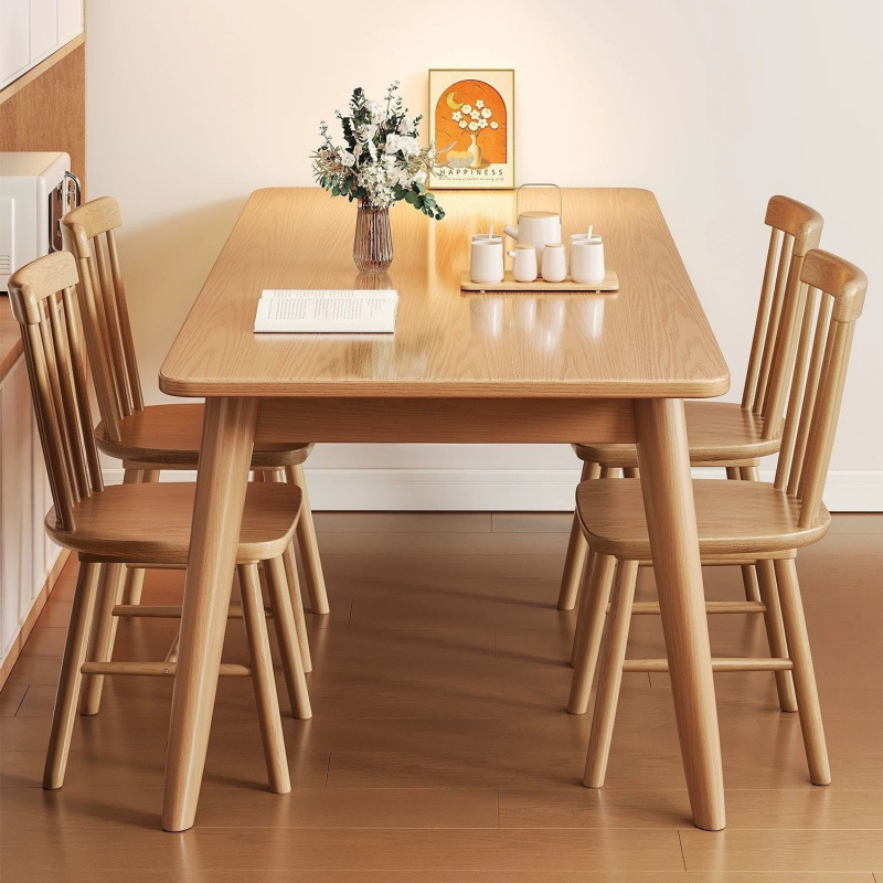 Modern solid wood rectangular dining table and chairs