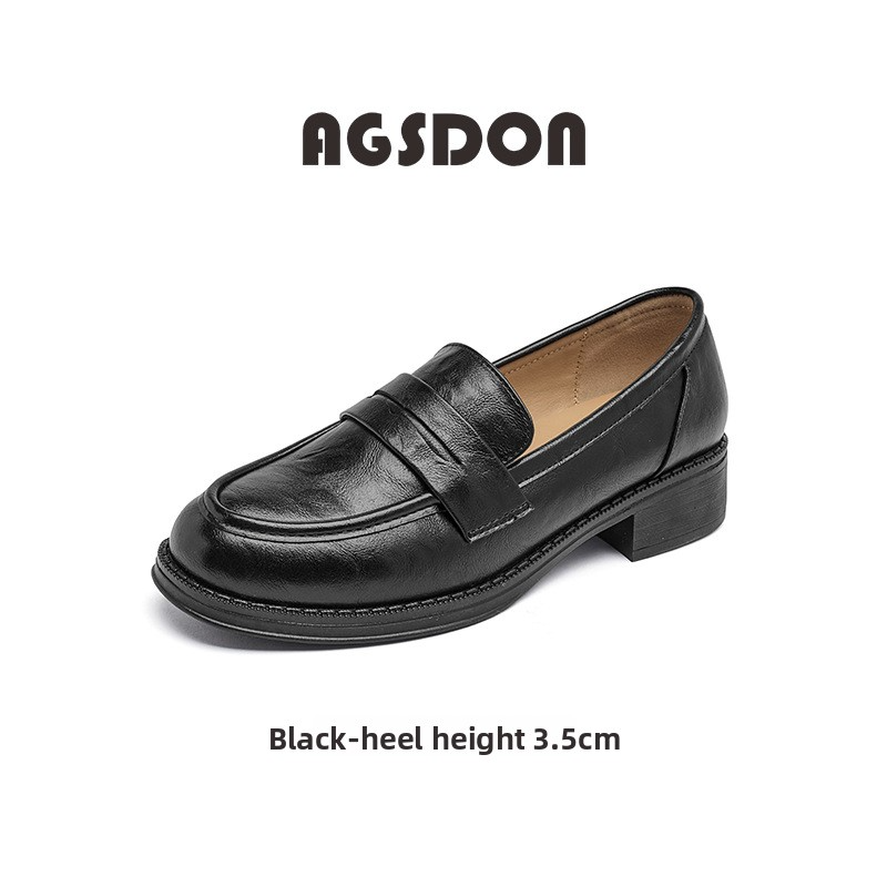 2025 New Autumn Black Block Heel Loafers