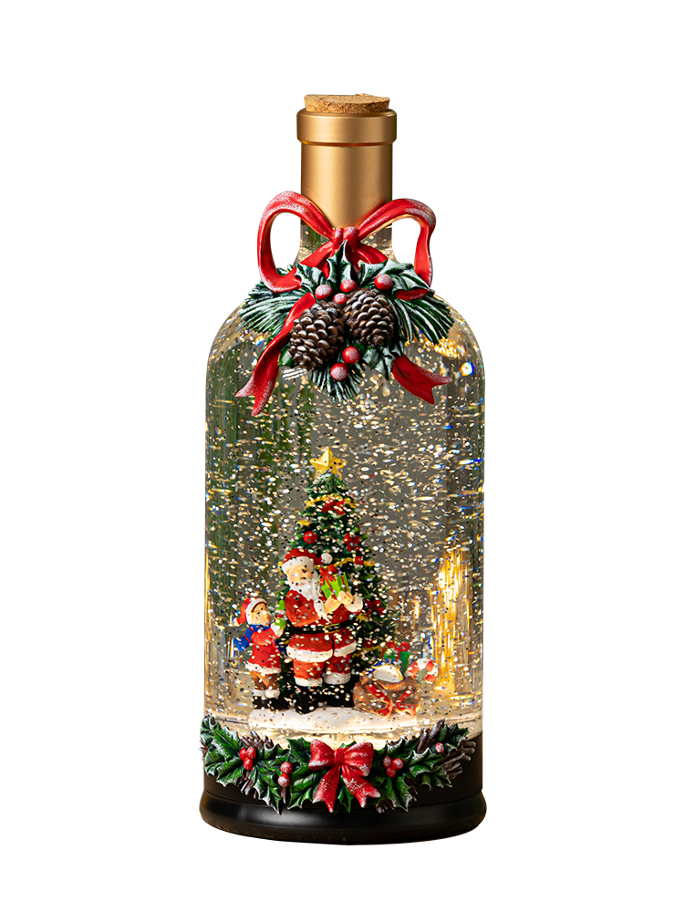 Christmas message in a bottle ornaments, Santa Claus wine bottle