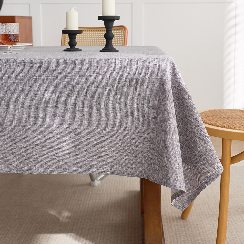 Cotton and linen style solid color tablecloth, rectangular dining table decorative cloth