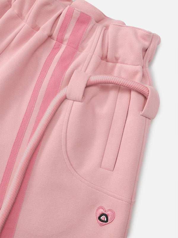 Solid color belt casual wide-leg pants