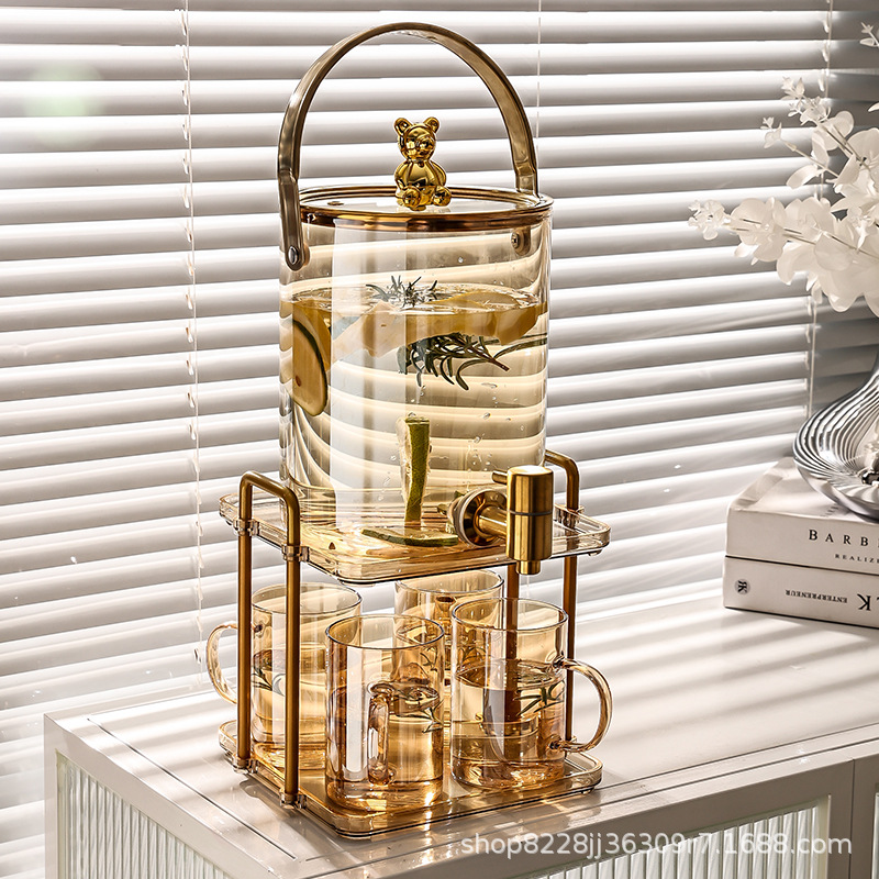 Glass cold water jug with faucet bucket set