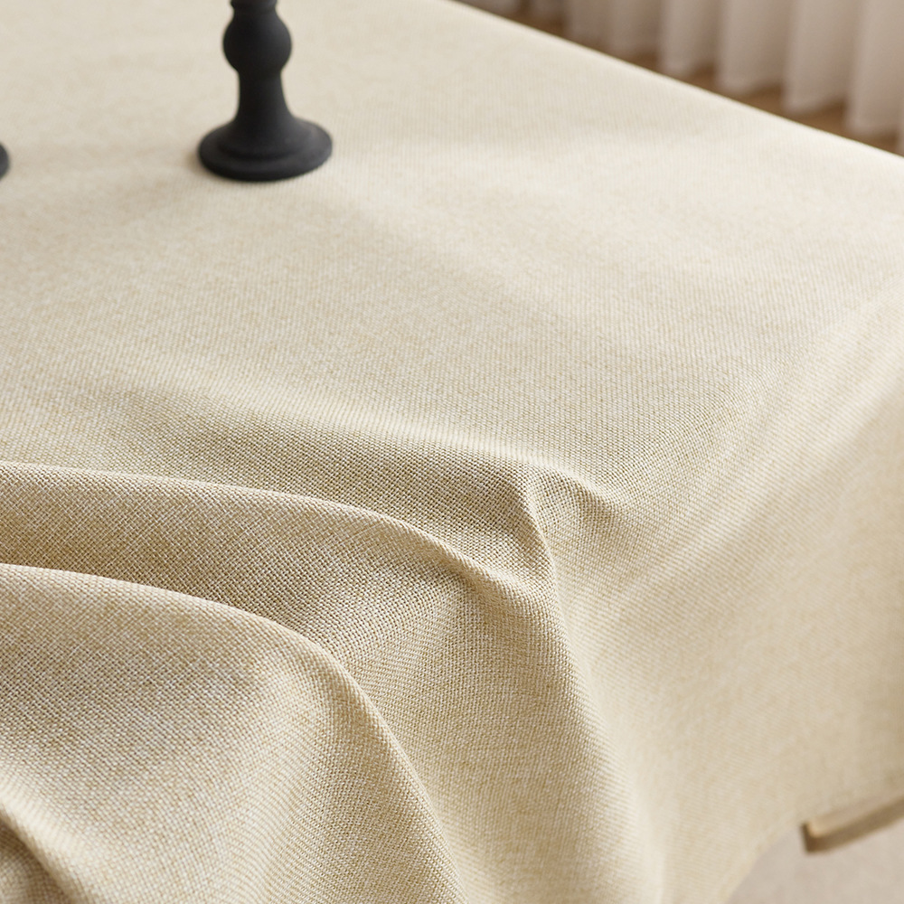 Cotton and linen style solid color tablecloth, rectangular dining table decorative cloth