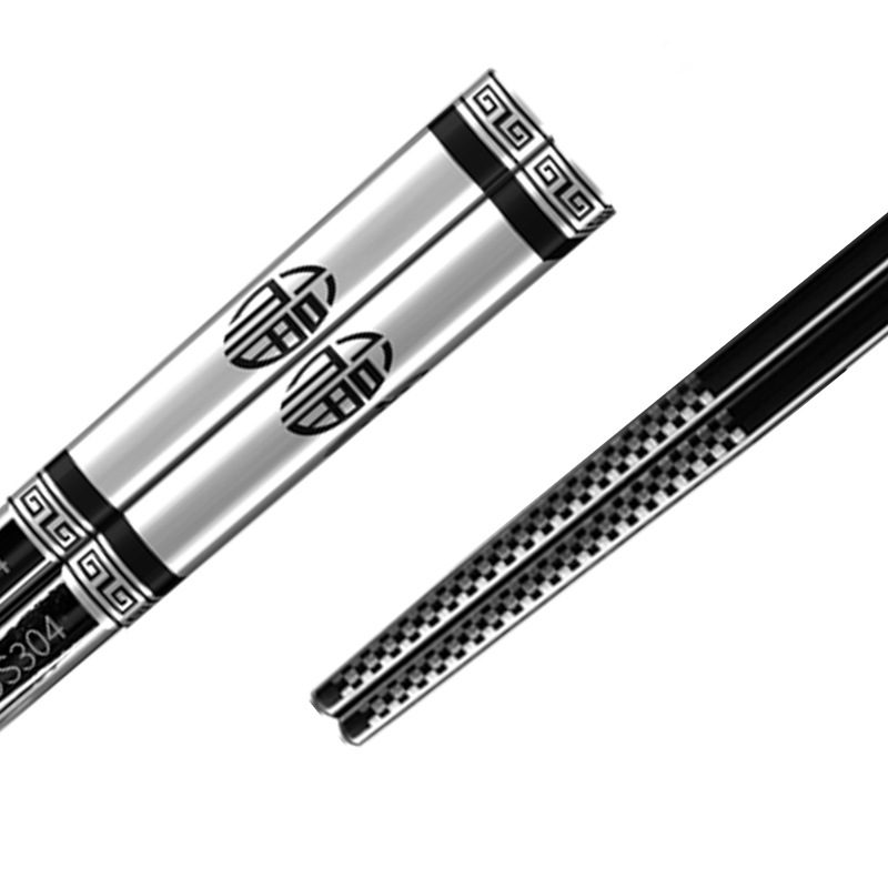 304 square stainless steel chopsticks, laser anti-slip, anti-scald and anti-rolling tableware