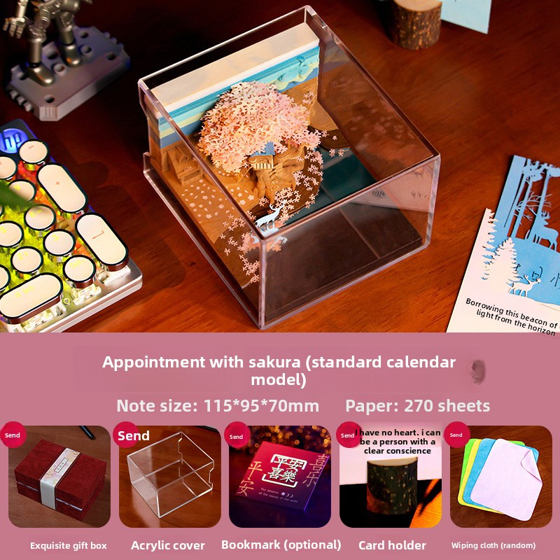 3D Stereo Sticky Note Cherry Blossom Tree Paper Carving