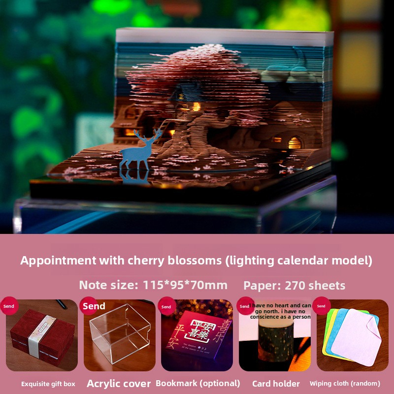 3D Stereo Sticky Note Cherry Blossom Tree Paper Carving