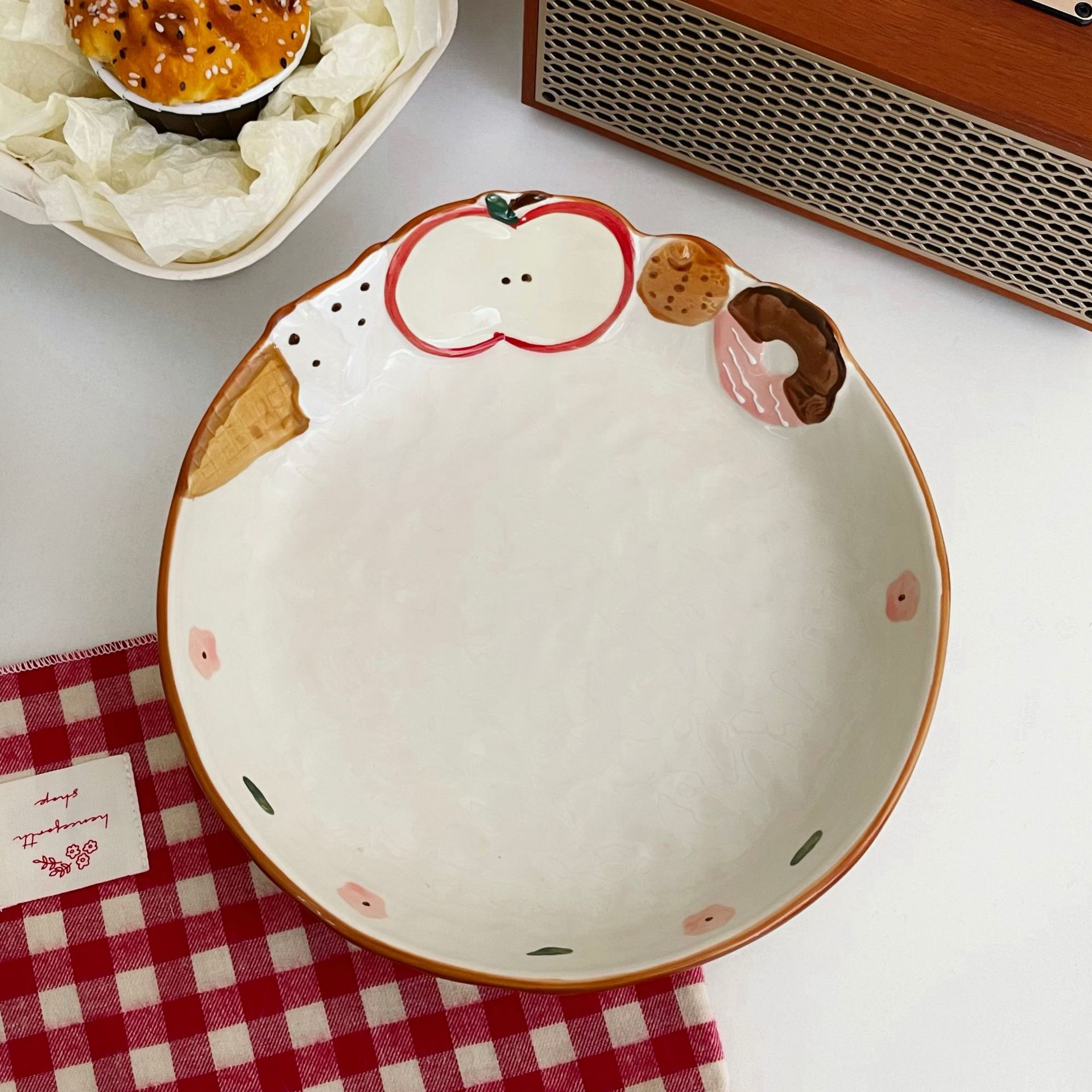 Haipai Strawberry Ceramic Salad Plate, Deep Soup Plate, Breakfast Plate, Dessert Plate