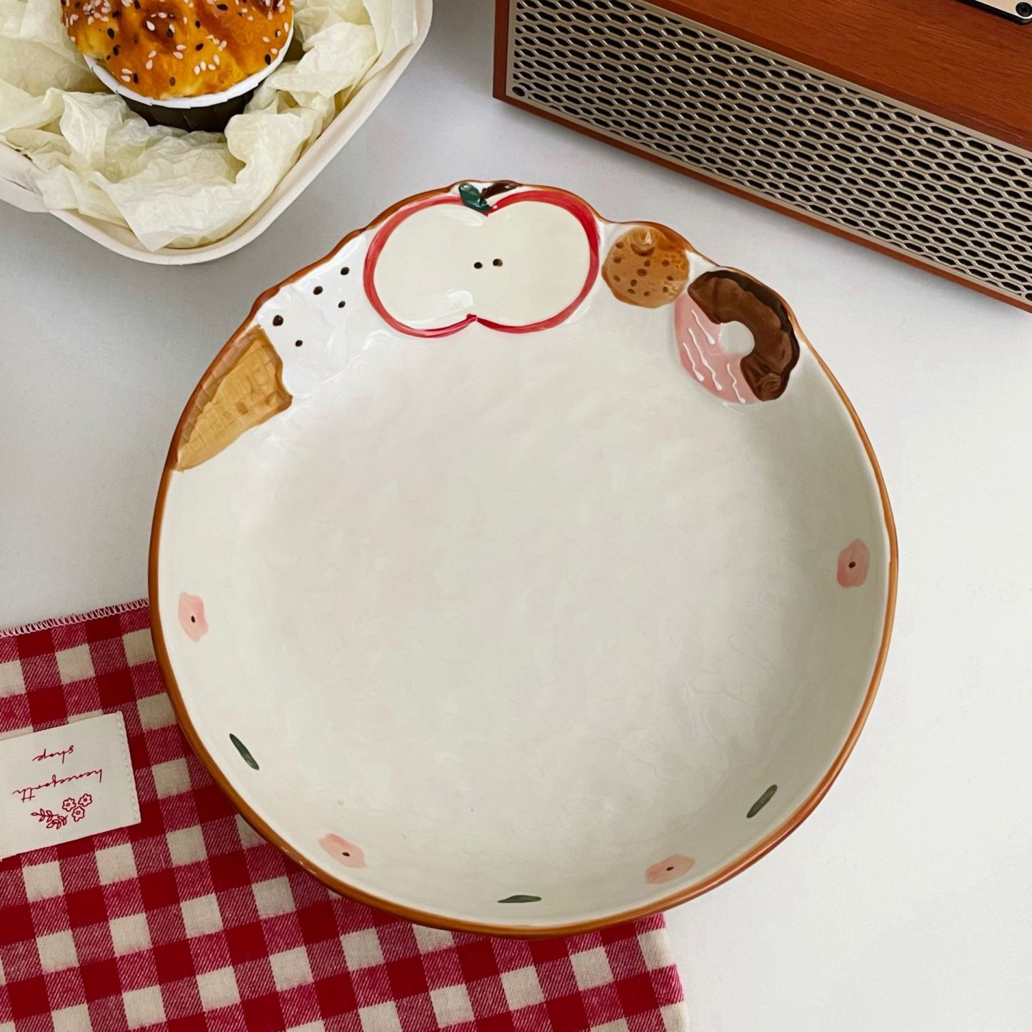 Haipai Strawberry Ceramic Salad Plate, Deep Soup Plate, Breakfast Plate, Dessert Plate