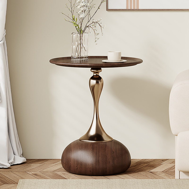 Walnut-colored mini side table