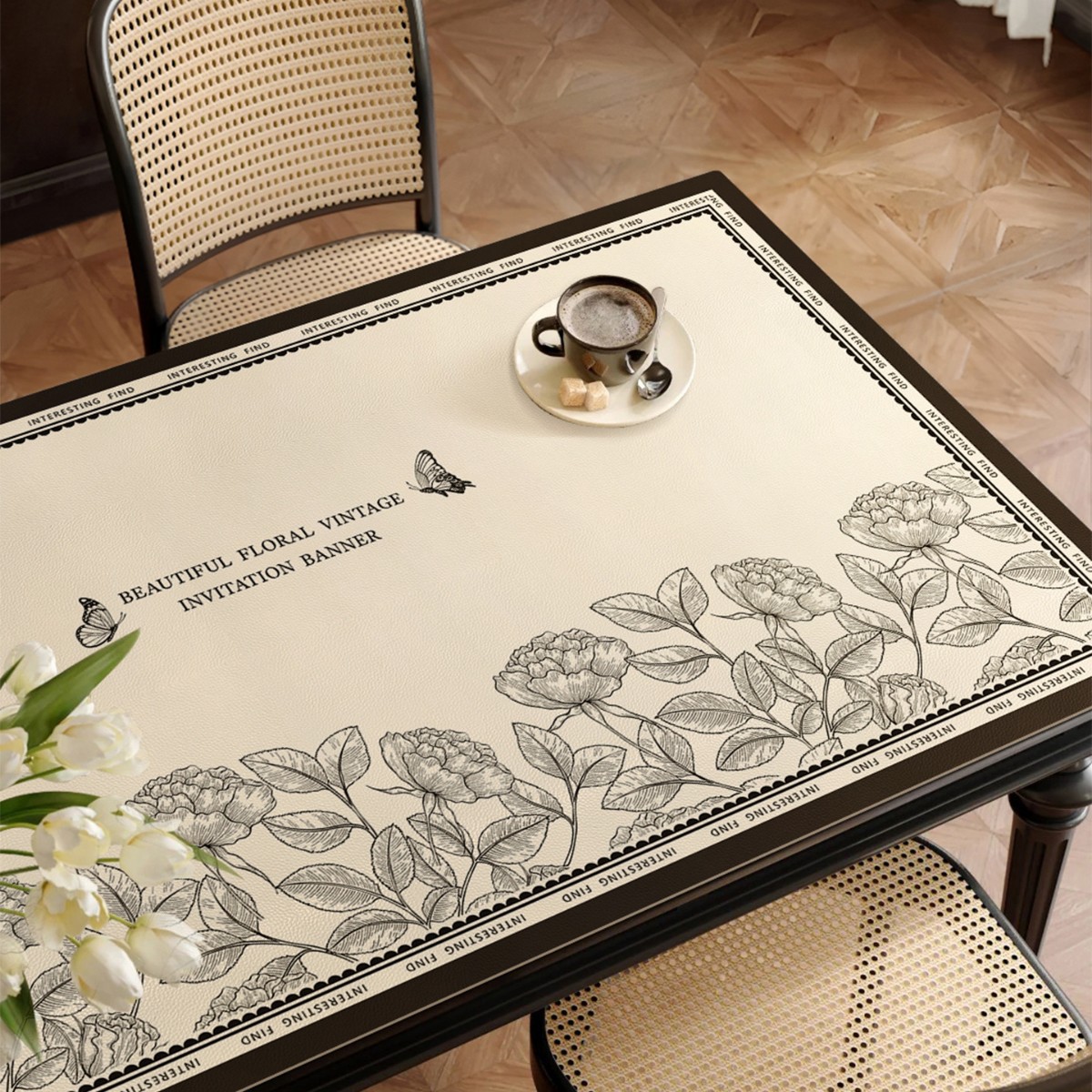 Dining table mat and tablecloth: waterproof, oil-proof, heat-resistant, wash-free, coffee table surface protector