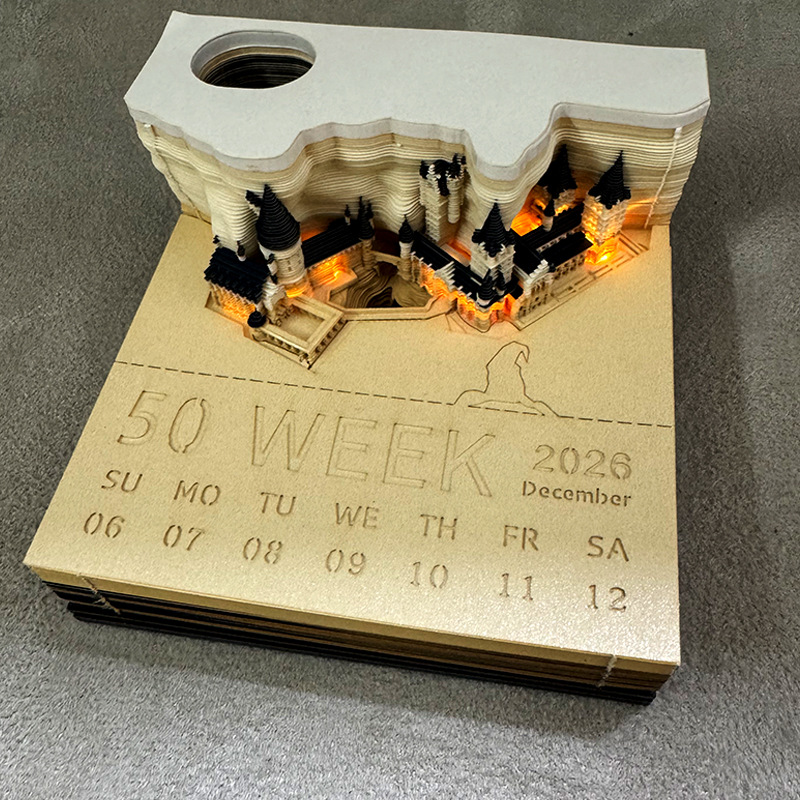 3D three-dimensional sticky note paper carving calendar Harry Potter