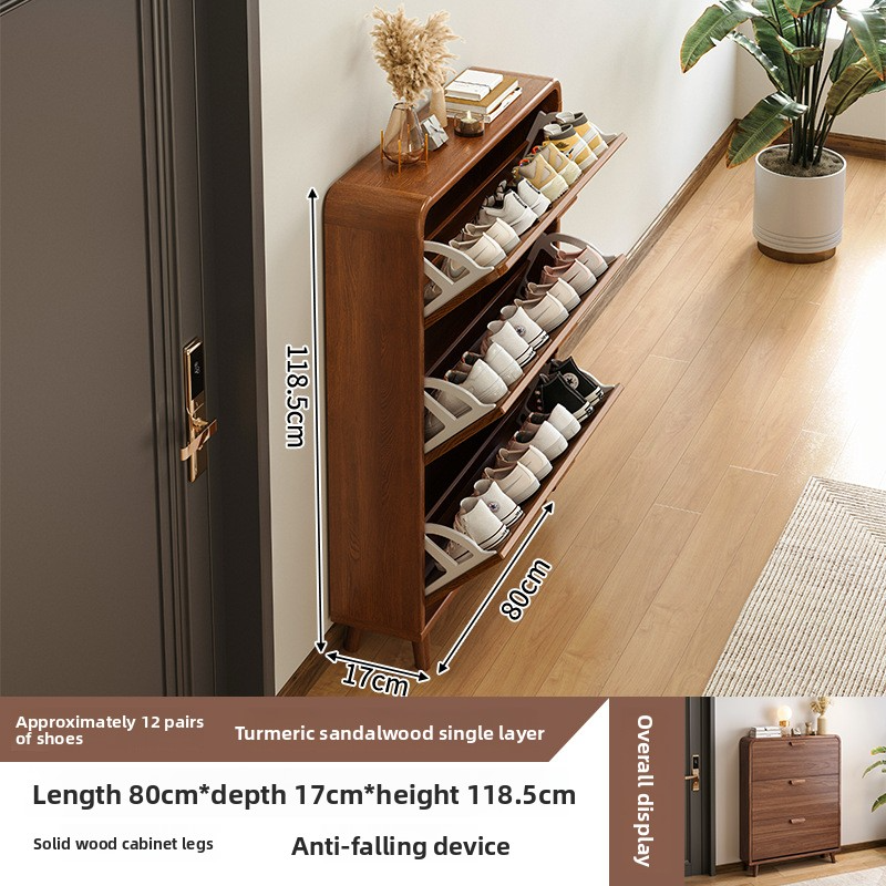 Ultra-thin tipping bucket shoe cabinet