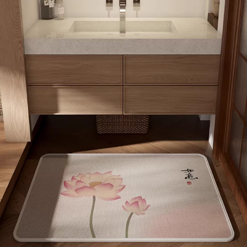 Flax water-absorbing bathroom non-slip floor mat